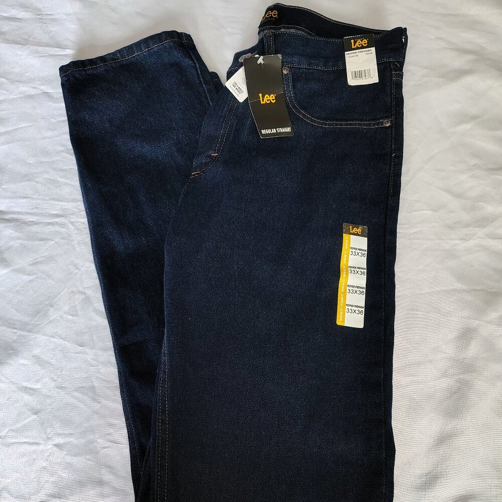 NWT Mens Lee Size 33x36 Color Denim Regular Straight Jeans
